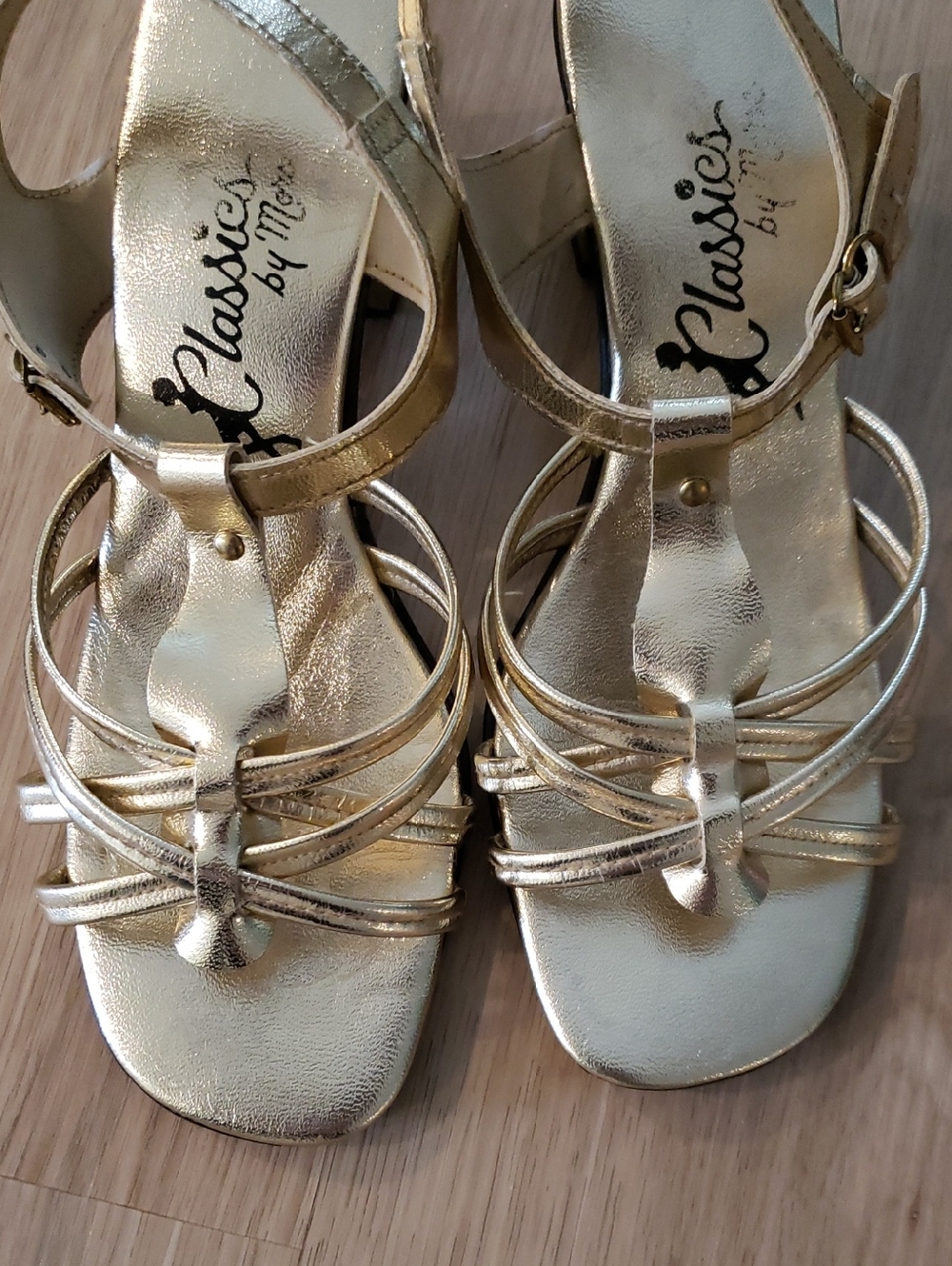 Gold Strappy Women's Sandals